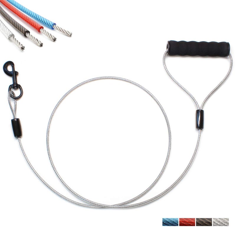 BAAPET 5 Feet Chew Proof Dog Leash with Coated Steel Cable and Soft Padded Handle Dog Leashes for Small, Medium and Large Dogs (White) - Image 1